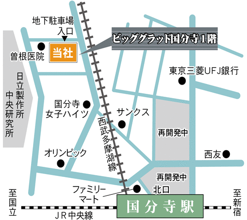 国分寺店案内図 国分寺駅徒歩3分