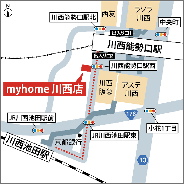 マイホーム川西店　地図
